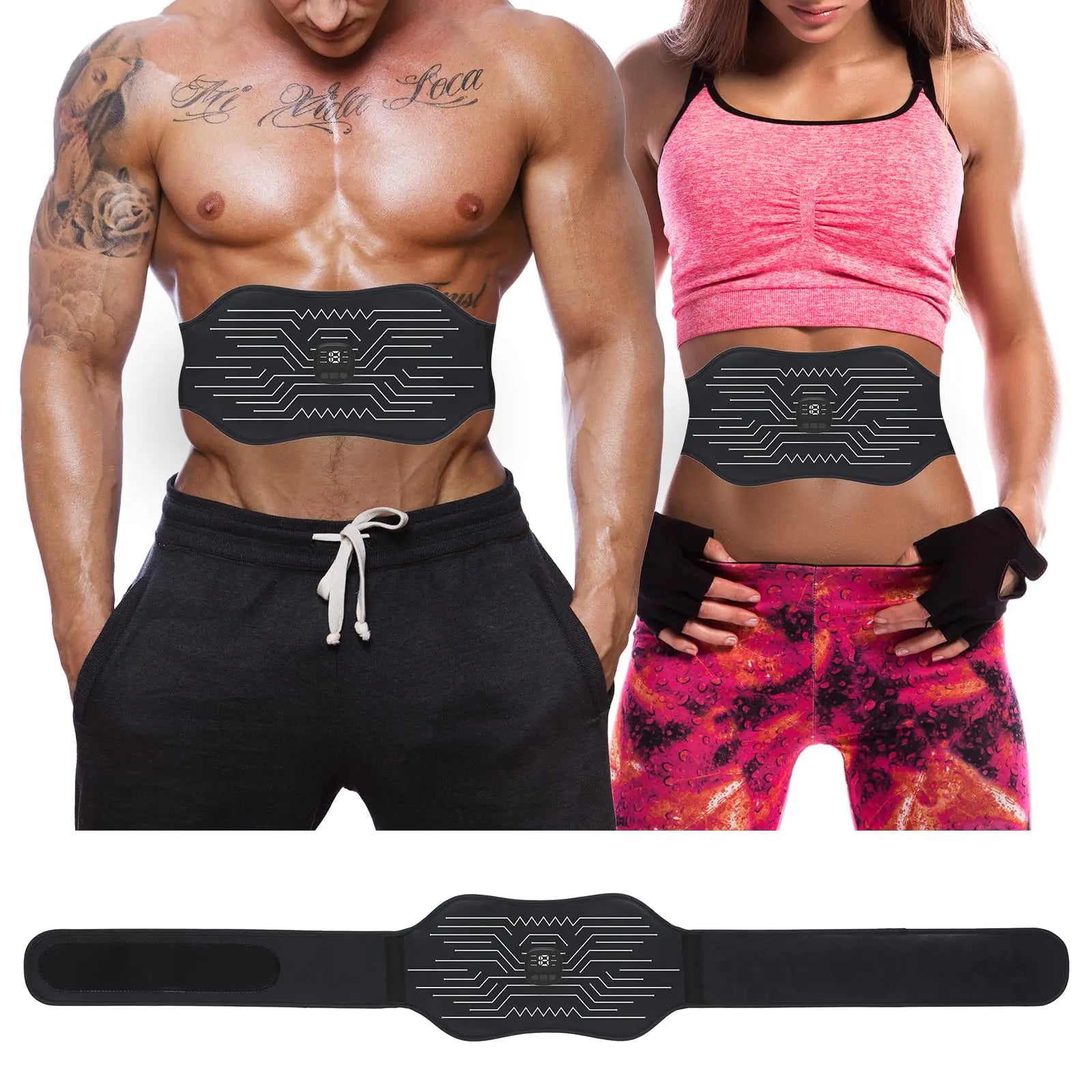 EMS Ab Toner - Portable Muscle Trainer - Black White